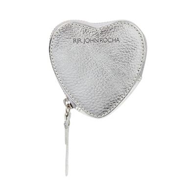 Silver leather heart coin purse